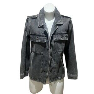 Dear John Utility Jacket Womens Size S Washed Gray Denim Button Front